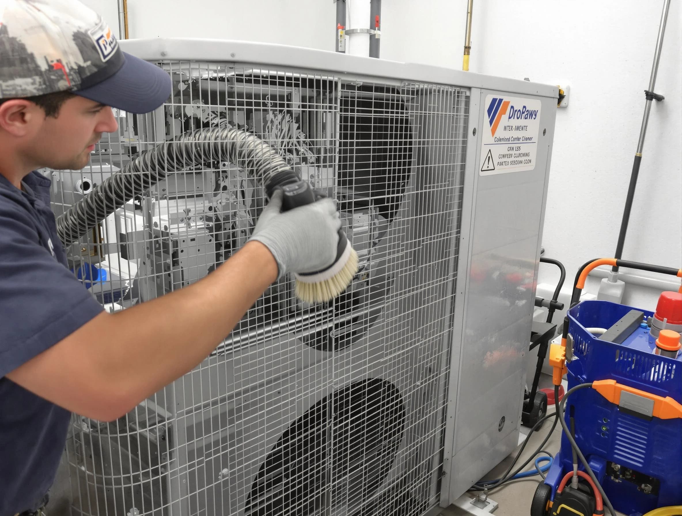 Blanchard Air Duct Cleaning specialist performing precision AC coil cleaning for improved system performance in Blanchard