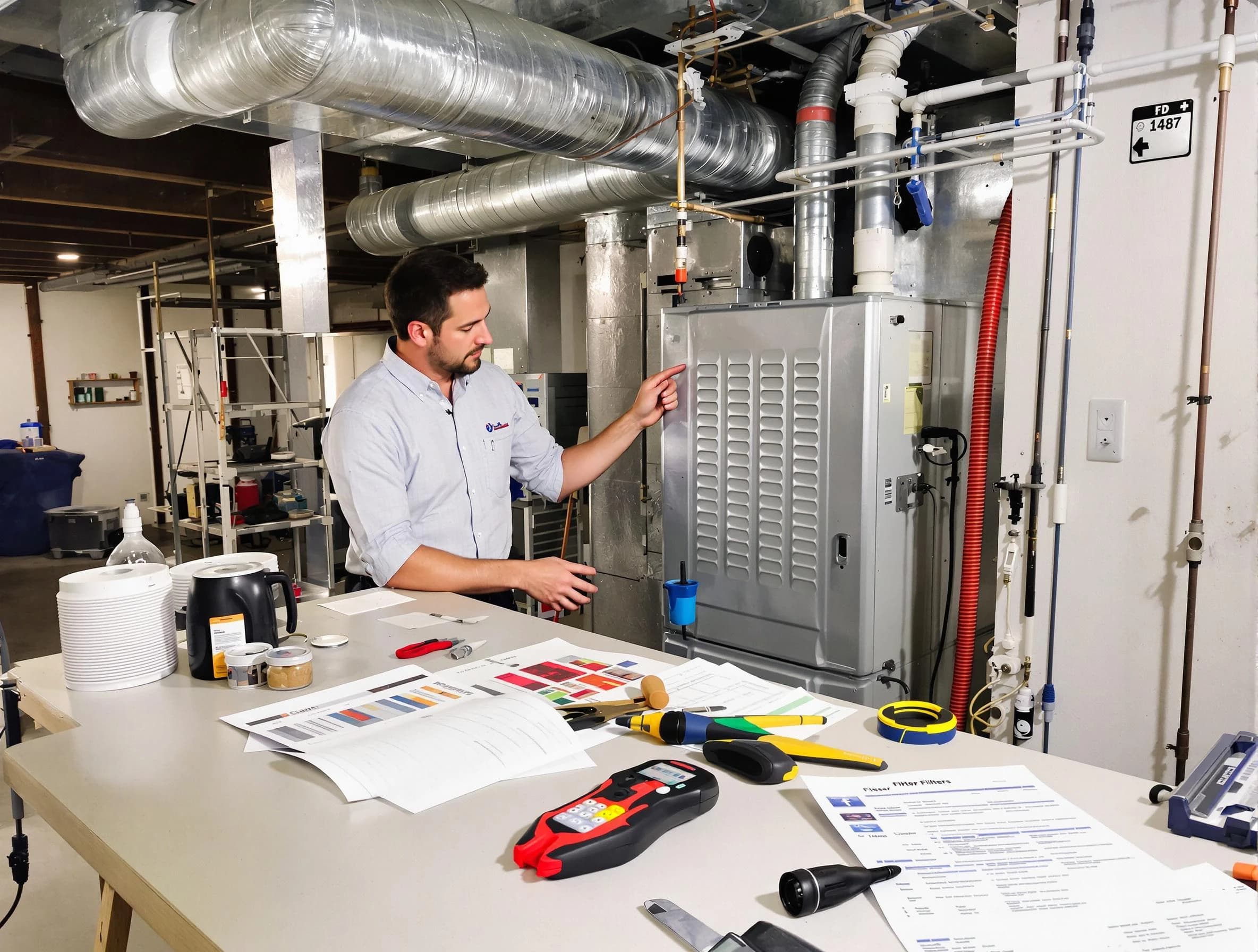 Blanchard Air Duct Cleaning inspector conducting detailed filter system evaluation using professional diagnostic tools in Blanchard