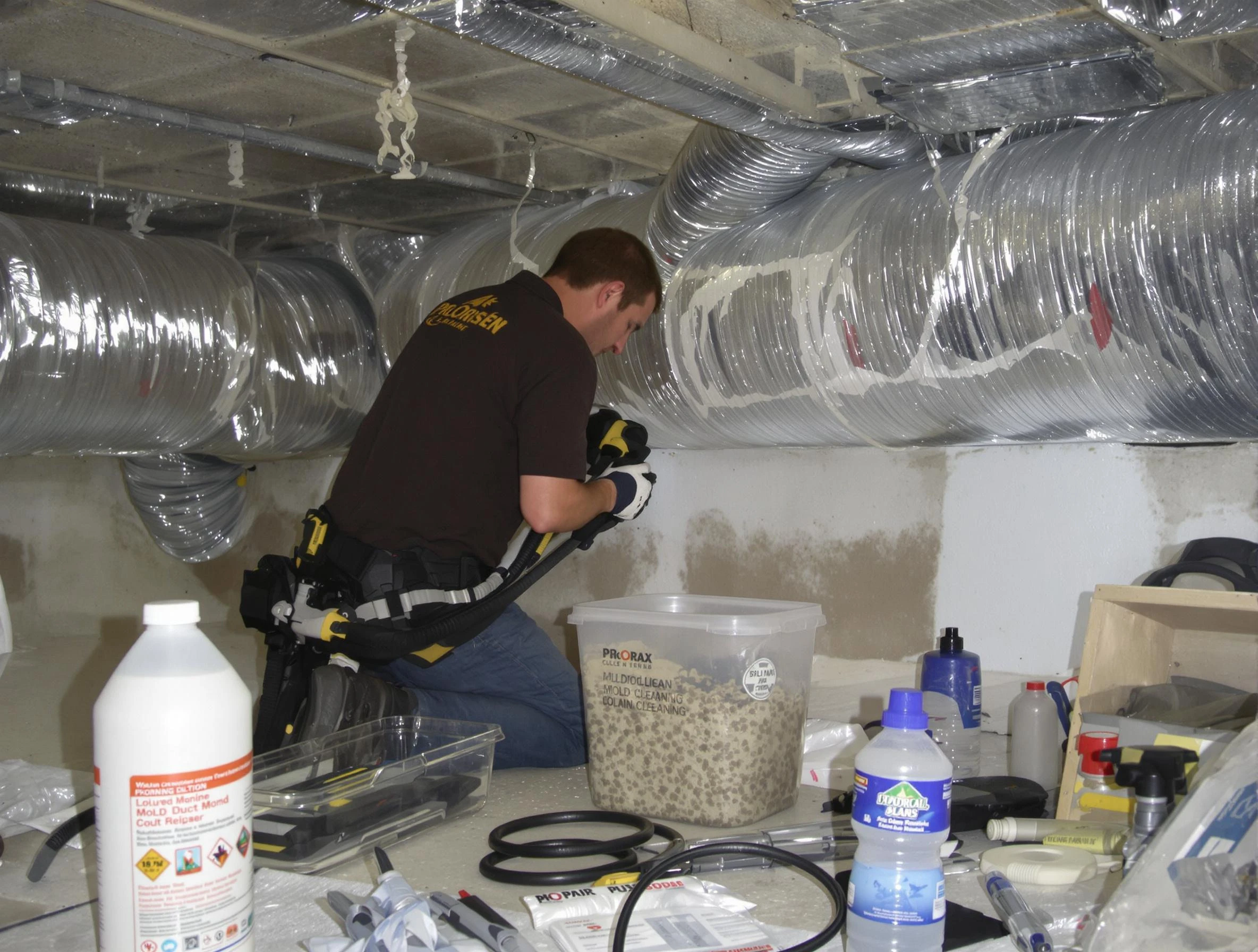 Blanchard Air Duct Cleaning specialist performing professional mold removal from air ducts in Blanchard