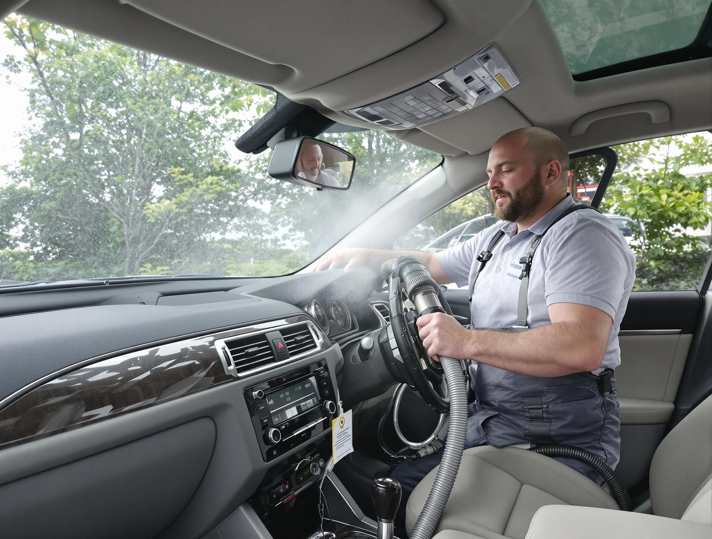 Blanchard Air Duct Cleaning specialist performing professional car duct cleaning in Blanchard